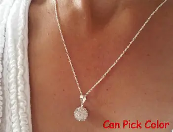 

hrty3e mixed Fashion Rhinestones Silver Plated men disco ball CZ ball Necklace Pendant Chain crystal