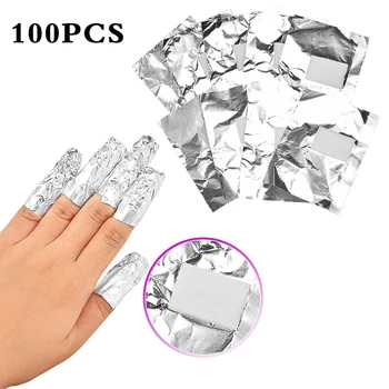 

100PC/Set Aluminium Foil Nail Makeup Remover High Quality Nail Art Soak Off Acrylic Gel Aluminium Foil Polish Nail Wraps Cleaner