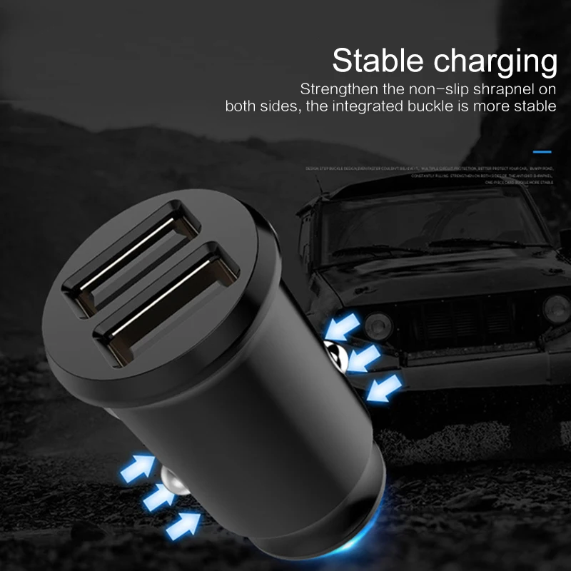 Мини двойной USB Смарт автомобильное быстрое зарядное устройство адаптер 3.1A 4.8A автомобильное металлическое зарядное устройство для смартфона/планшета одно для двух зарядных устройств