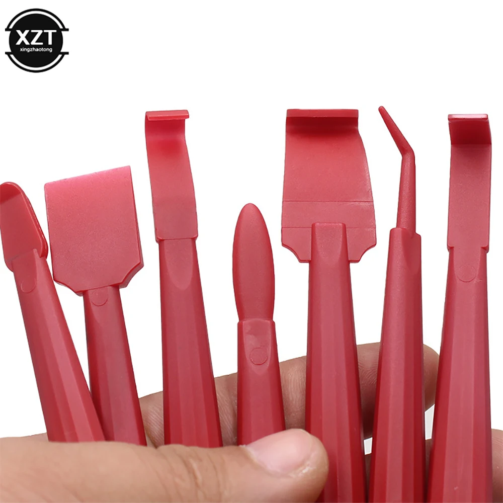 Car Styling Vinyl Carbon Fiber Window Ice Remover Cleaning Auto Car Scraper With Felt Squeegee Tool Film Wrapping 7Pcs/Set vinyl squeegee window scraper tool automotive film tools window scraper car film scraper car vinyl scraper