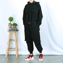 Стильный модный хип-хоп комбинезон для мужчин и женщин, свободный корейский комбинезон с капюшоном, мужские брюки