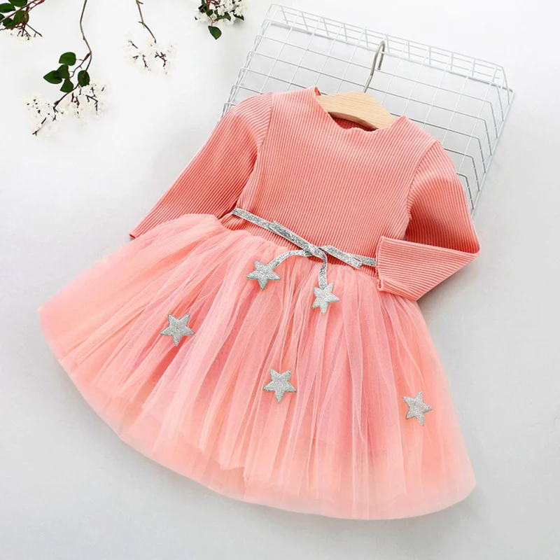 Платье принцессы для девочек осенне-зимнее платье для маленьких девочек школьная одежда Вечерние платья-пачки, повседневная одежда Детские платья с длинными рукавами для детей от 1 до 4 лет - Цвет: A1