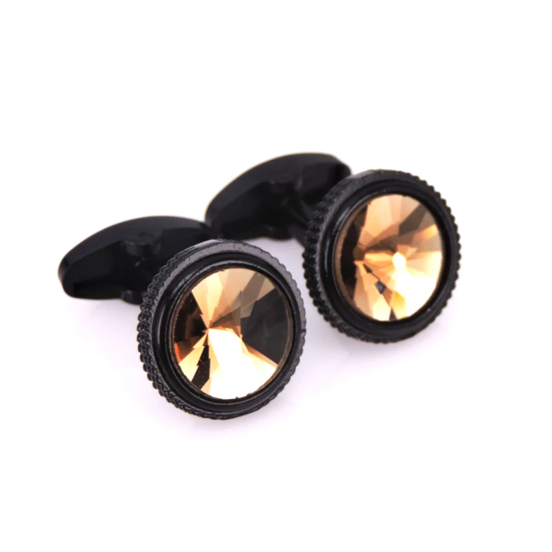 

Fashionable design black round pattern crystal Cufflinks men's French shirt cuffs button