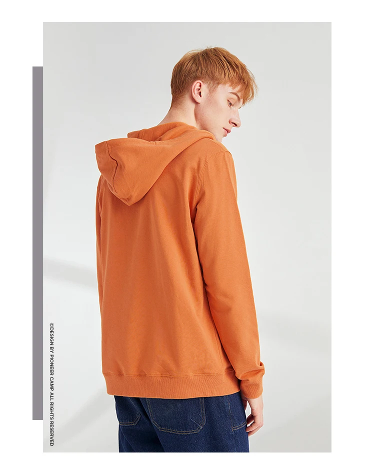 Pioneer Camp модные оранжевые толстовки для мужчин на каждый день на молнии осень Homme Youth Black толстовка с капюшоном AWY908168