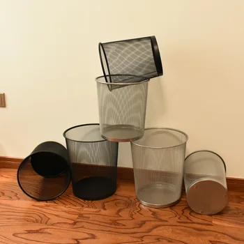 

[Manufacturers] Metal Trash Can Simple Office Trash Household Storage Bucket Fashion Rust-proof without Cover Basket