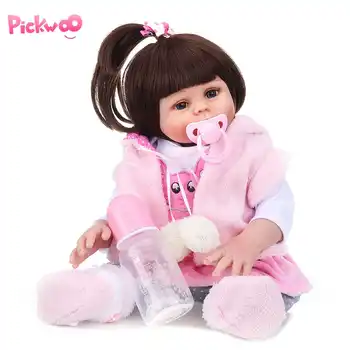 

Pickwoo Baby reborn doll 48cm Baby Girl Doll Full Silicone Boneca Reborn Brinquedo Boneca Children's Day Gift Can Take Bath Doll