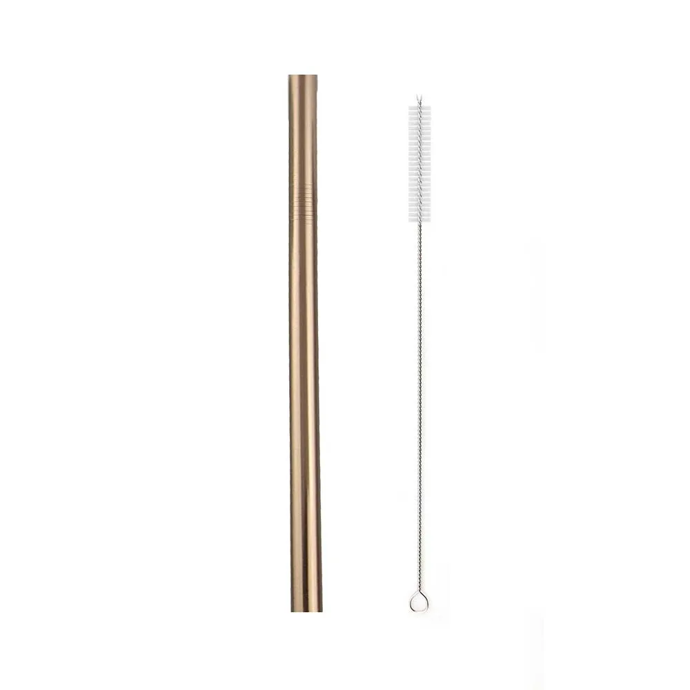 1Pcs Straight Rose 1 шт многоразовая Питьевая соломинка 12 мм металлическая соломинка набор 304 из нержавеющей стали соломинка жемчужный молочный коктейль пузырьковая чайная соломинка с чистящей щеткой - Цвет: 1Pcs Straight Rose