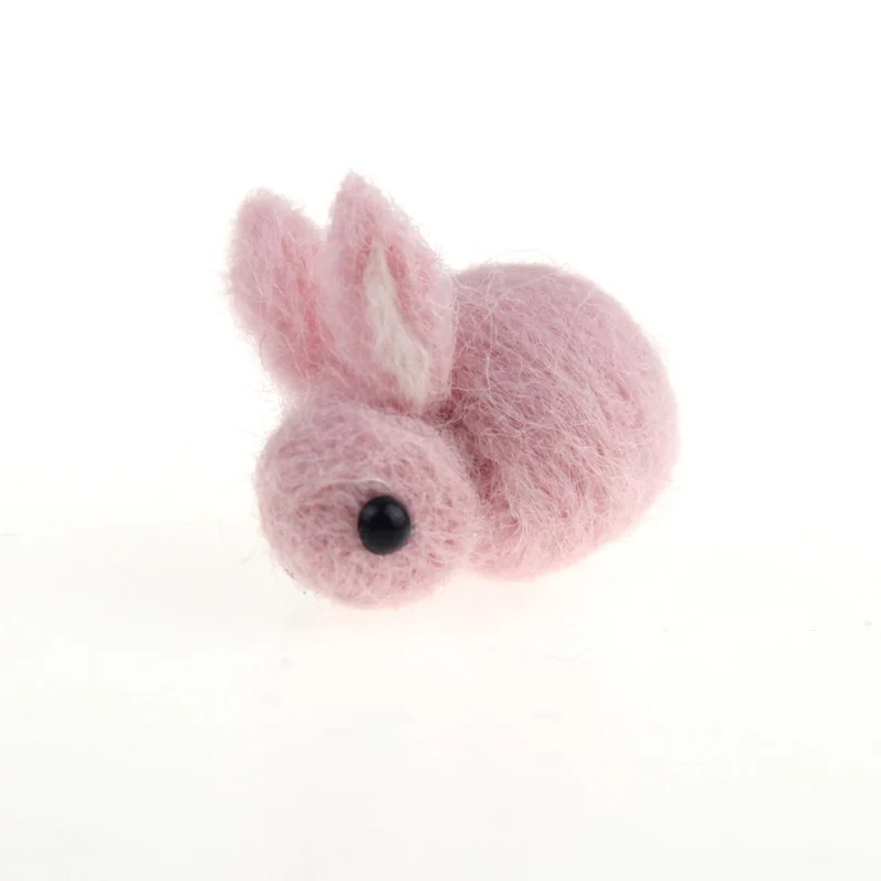 Pink 12 шт. игольчатый шерстяной войлок кролик маленький кролик ручной работы аксессуары для DIY - Цвет: Pink