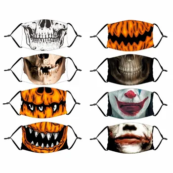 

Halloween Decor Luminous Party Mask Dustproof Patterned Skull Horror Scary Mask Women Men Cosplay Props Halloween Decoration-S