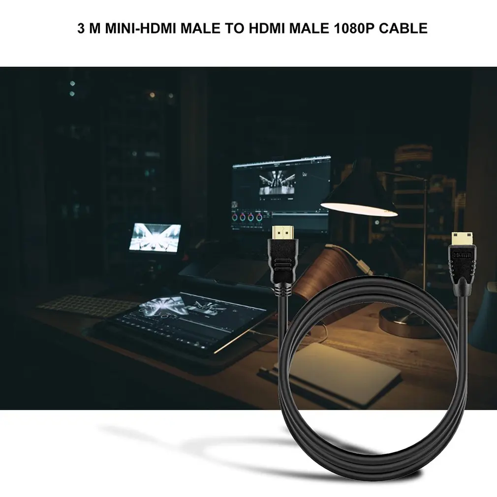 3 метра Mini-HDMI Male 1080p кабель 1.3a type A-C HD позолоченный 3D кабель для HDTV Splitter