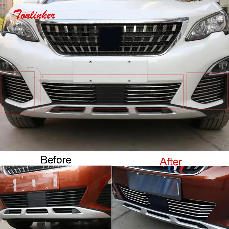 Tonlinker наружные передние гоночные грили, наклейки для peugeot 3008-19, автомобильный Стайлинг, 10 шт., наклейки из нержавеющей стали
