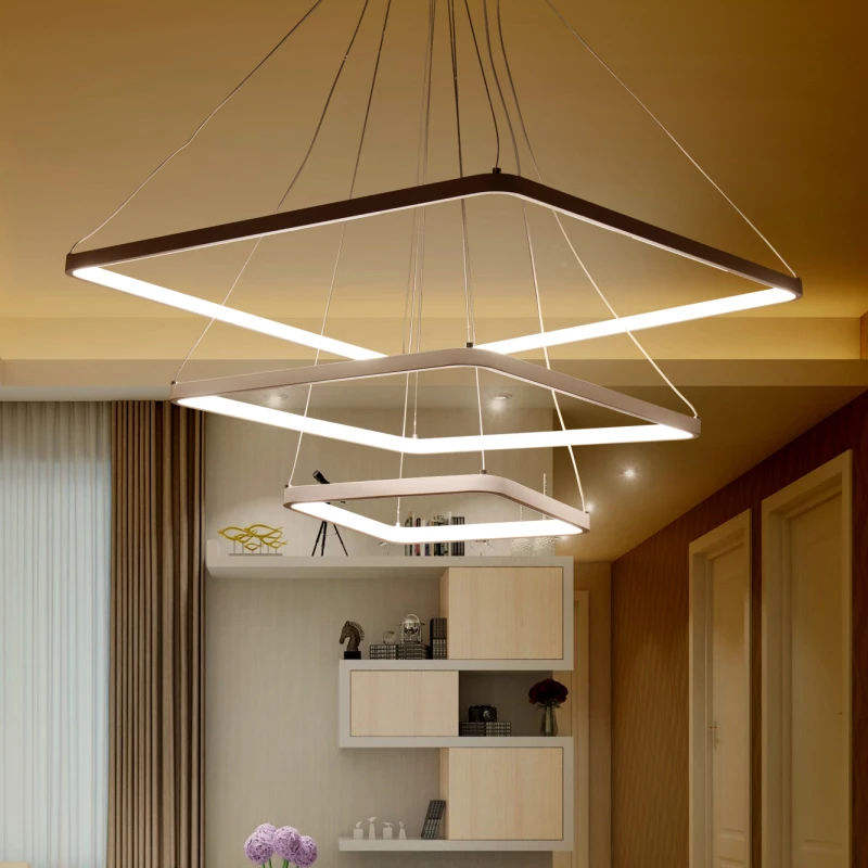 

Modern Led Square Pendant Light For Living Room Dining Room Bedroom Hanging Lighting Lamp E27 110-240v Bed Ing industrial lamp