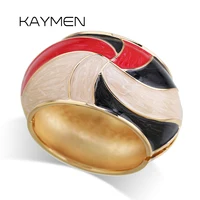 KAYMEN New Arrivals Big Statement Cuff Bracelet Fashion Enamel Bangle Gold Plated Cuff Bangle for Women Girls 1
