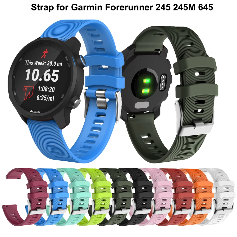 Мягкий силиконовый ремешок для часов Garmin Forerunner 245 м 645 Vivoactive 3 цветной 20