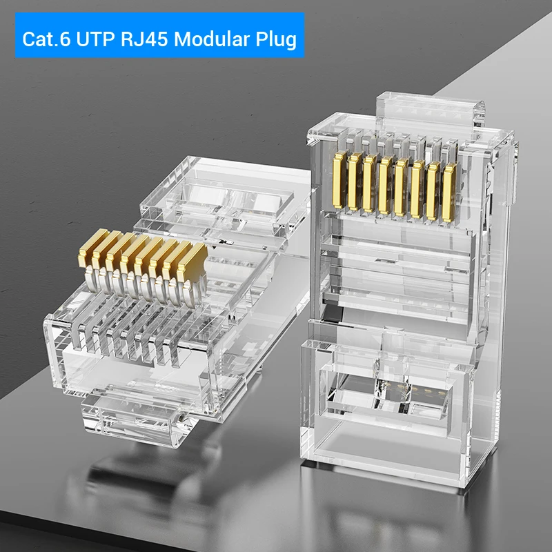 usb c data cable Vention Cat7 RJ45 Connector Cat7/6/5e STP 8P8C Modular Ethernet Cable Head Plug Gold-plated for Network RJ 45 Crimper Connectors usb to hdmi cable Cables & Adapters