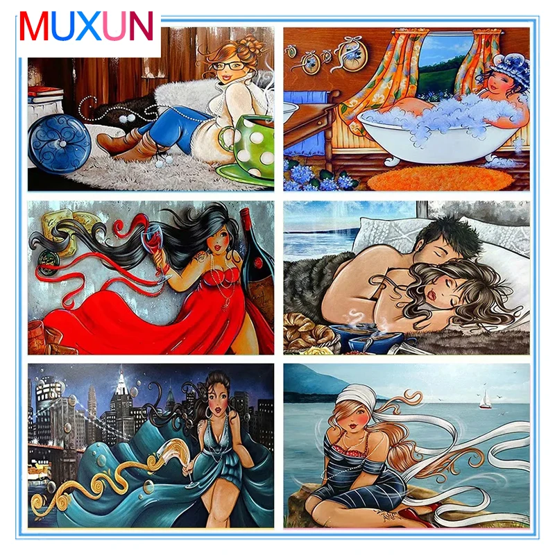 Алмазная живопись Muxun 5D сделай сам картина квадратная/круглая для пар толстых