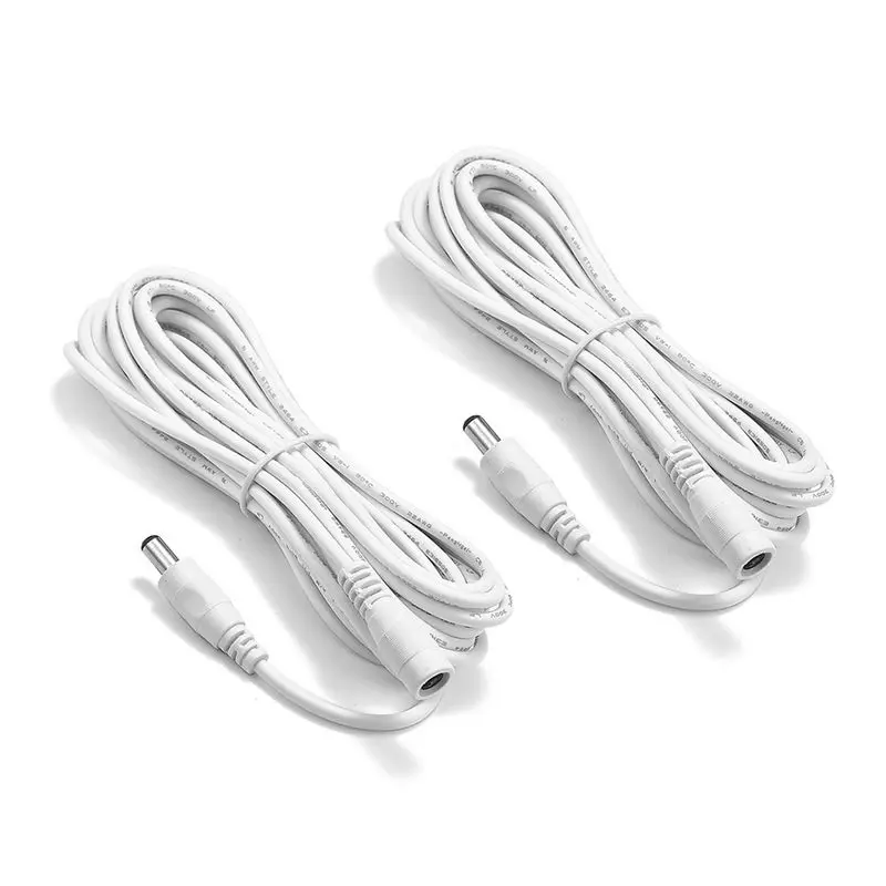2pcs Black/White 12V DC Power Cable 5.5mm x 2.1mm Cord 22AWG Extension Male Female For Connector LED Lights | Обустройство дома
