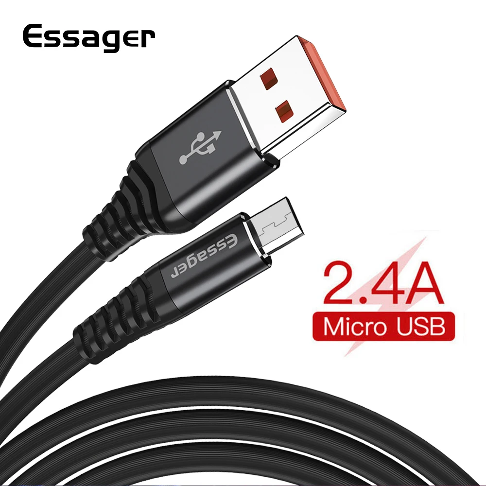 Кабель Micro USB, Essager 2.4A провод для быстрого заряда данных Microusb зарядное устройство для Xiaomi Redmi Note 5 samsung huawei кабели для мобильных телефонов