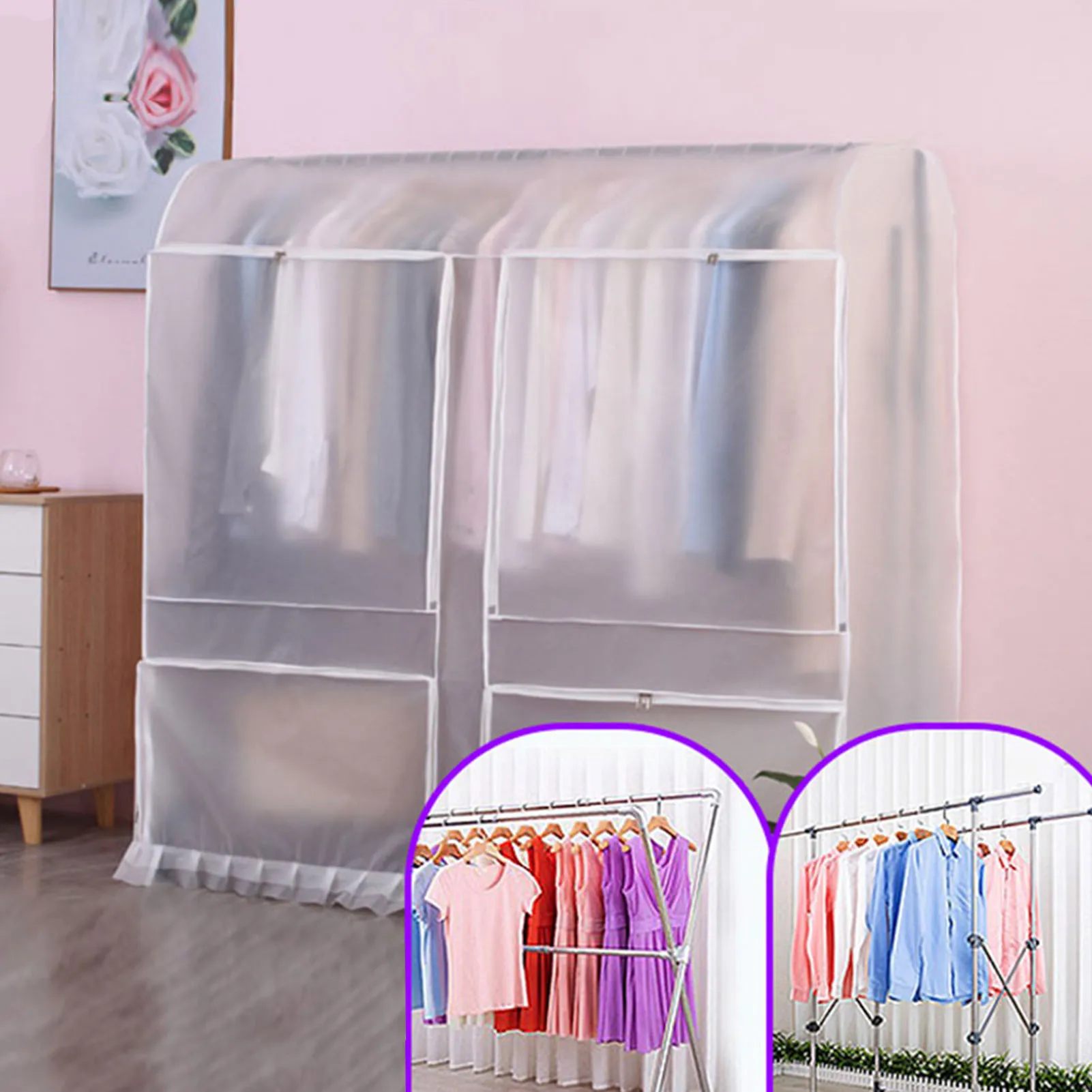Household Clothes Dust Cover With Zipper Dustproof Garment Cover For
