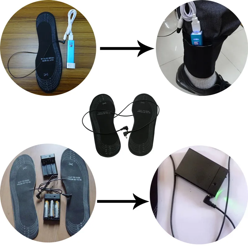 AHKUCI Экологичные Подгонянные стельки для обуви безопасные USB питанием стельки с подогревом батареи