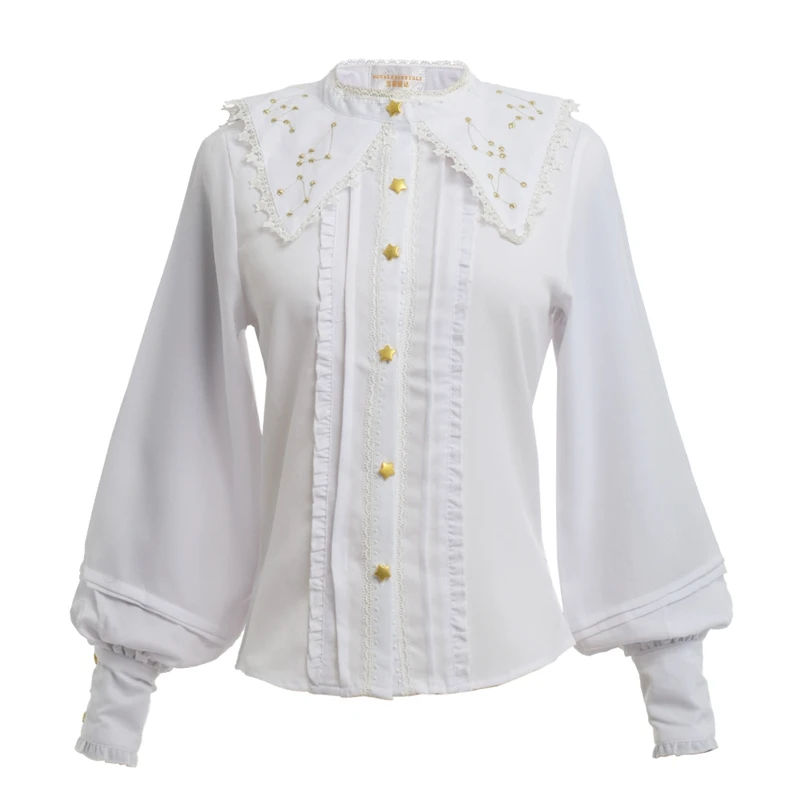 Blus Lolita Putih Atasan Kemeja Kasual 