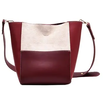 

Fashion Bags Women Faux Leather Color Block Crossbody Shoulder Bucket Bag Large Capacity Handbag bolsa feminina сумка женская