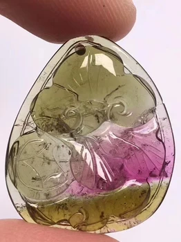 

Certificate Natural Green Red Tourmaline Quartz Watermelon Pendant Carved 22.8*27.7*4.8mm Crystal Wealthy Stone Women Men AAAAAA
