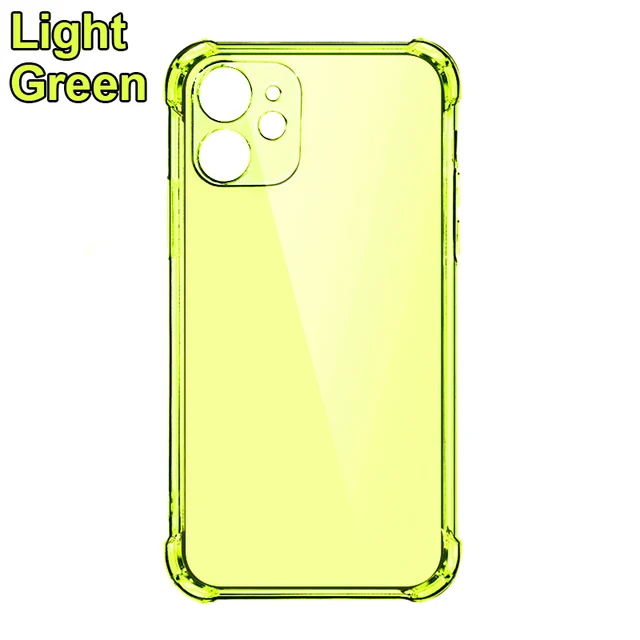 Thick Shockproof Silicone Phone Case on For iPhone 13 12 11 Pro Xs Max Camera Protection Case iPhone X Xr 6s 7 8 Plus Back Cover Light green