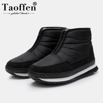 

Taoffen New Arrival Women Snow Boots Fashion Warm Plush Fur Flats Winter Shoes Women Daily Casual Shoes Footwear Size 35-42