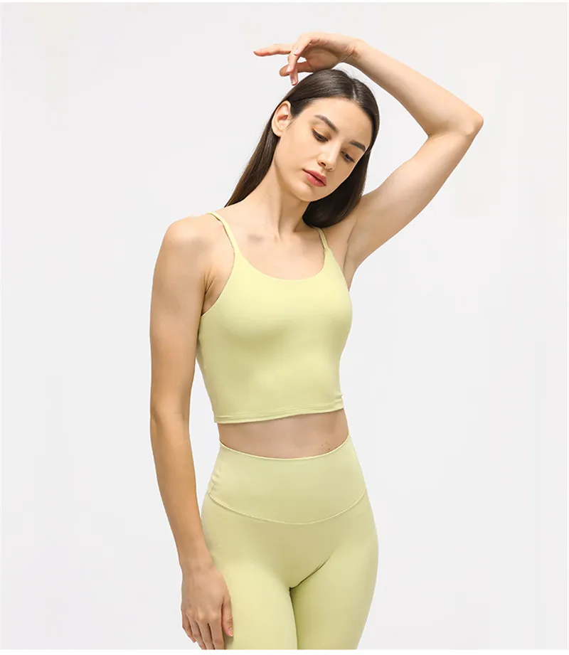 Solid Color Lulu Sport Tank Top Women Fitness Bra Yoga Vest No Rims With Chest Pad Butter Soft Beauty Back Half Sling Gym Clothe Solid Color Lulu Sport Tank Top Women Fitness Bra Yoga Vest No Rims With Chest Pad Butter Soft Beauty Back Half Sling Gym Clothe