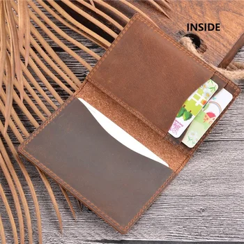 

Top Cow Leather Card Holder Men Vintage Minimalist Wallet for Credit Cards Genuine Leather Cardholder Designer Card Wallet