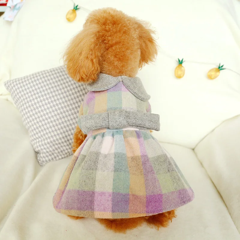 PETCIECLE Pet платье плюшевый Померанский Бишон собака Удобная осень зима кукла воротник цвет Квадратная юбка