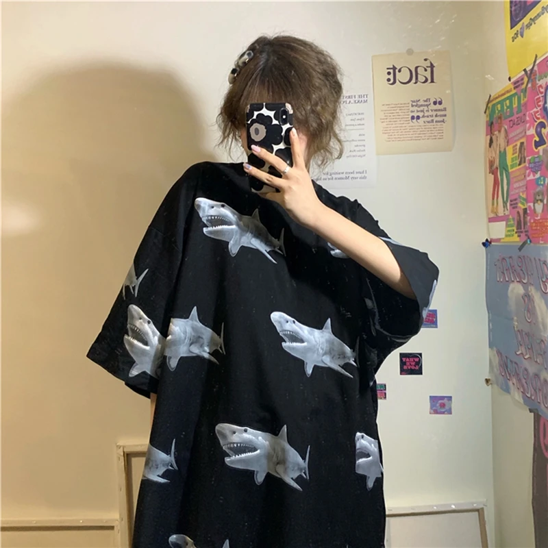 New Top short-sleeved women's tshirt loose was thin oversized half-sleeved clothes tide Korean Harajuku t shirt hip hop brandy