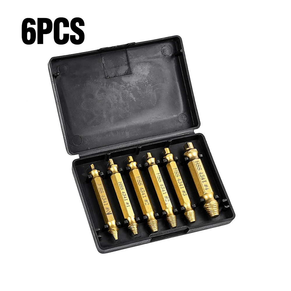 New 6x Speed Out Drill Bits Tool Set Broken Bolt Remover Damaged Screw Extractor
