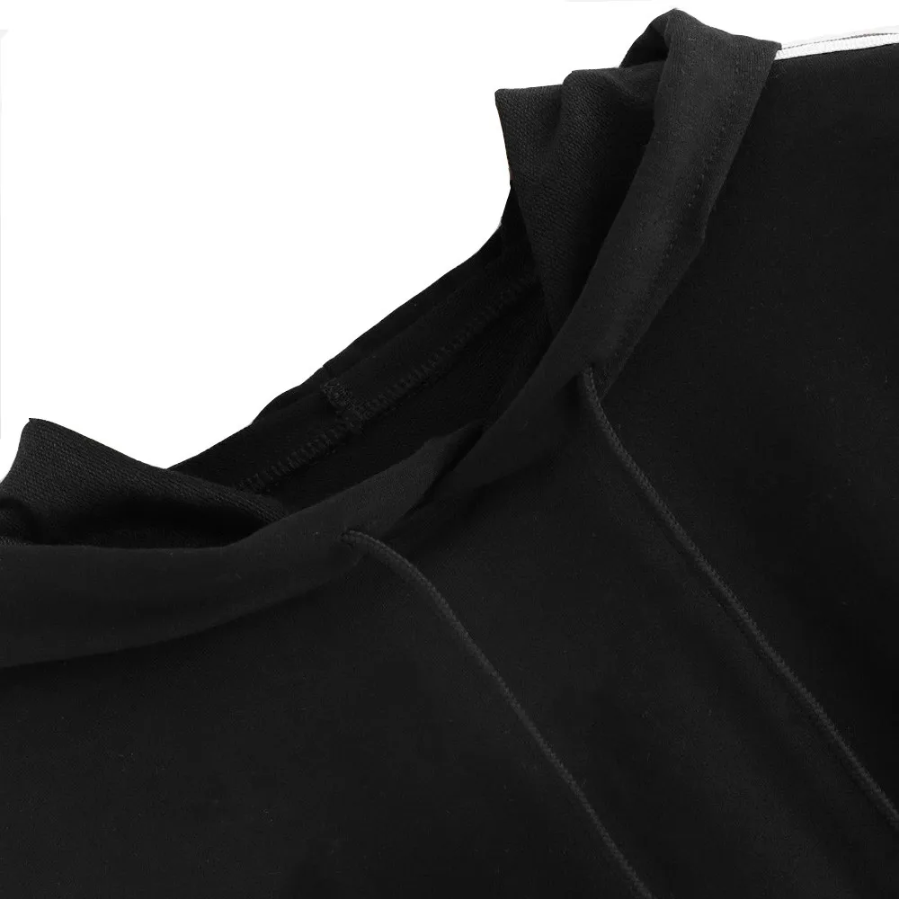 JAYCOSIN new short paragraph ladies solid color side stripes sweatshirt with hood casual sweatshirt fashion autumn and winter