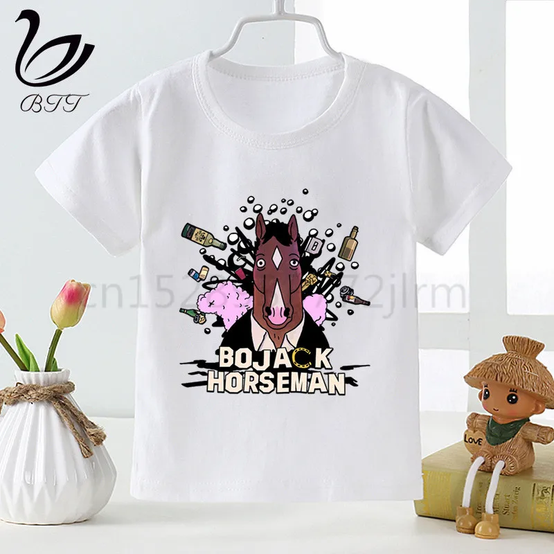 Bojack Horseman/Летний стиль; Забавные милые топы для девочек; модная уличная одежда; Harajuku; футболка для мальчиков; уличная детская футболка