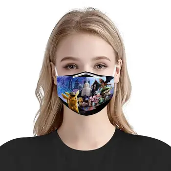 

PM2.5 Masks Pokemon Pikachu Women Men Anti-dust Masks With 7Pcs Filter Washable Reusable Face Mask Non-disposable Moth Mask