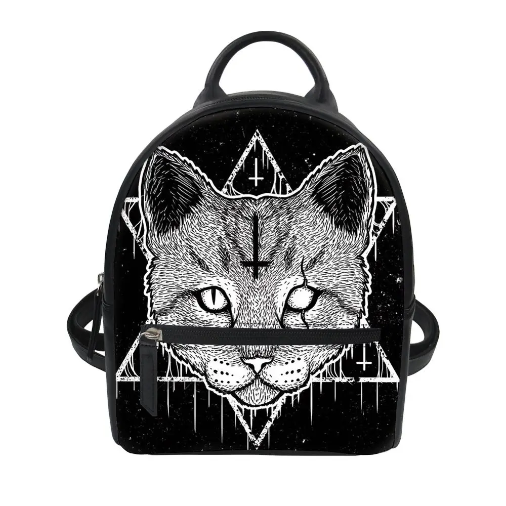 Женский рюкзак из искусственной кожи в готическом стиле с принтом черного кота, мини-сумка на плечо для девочек, женская школьная сумка для книг, рюкзак, водонепроницаемая сумка - Цвет: CDGX615Z4