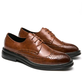 

2020 Men Leather Shoes Man Business Dress Classic Style Flats Black Lace Up Pointed Toe Shoe For Men Oxford Shoes Plus size 45