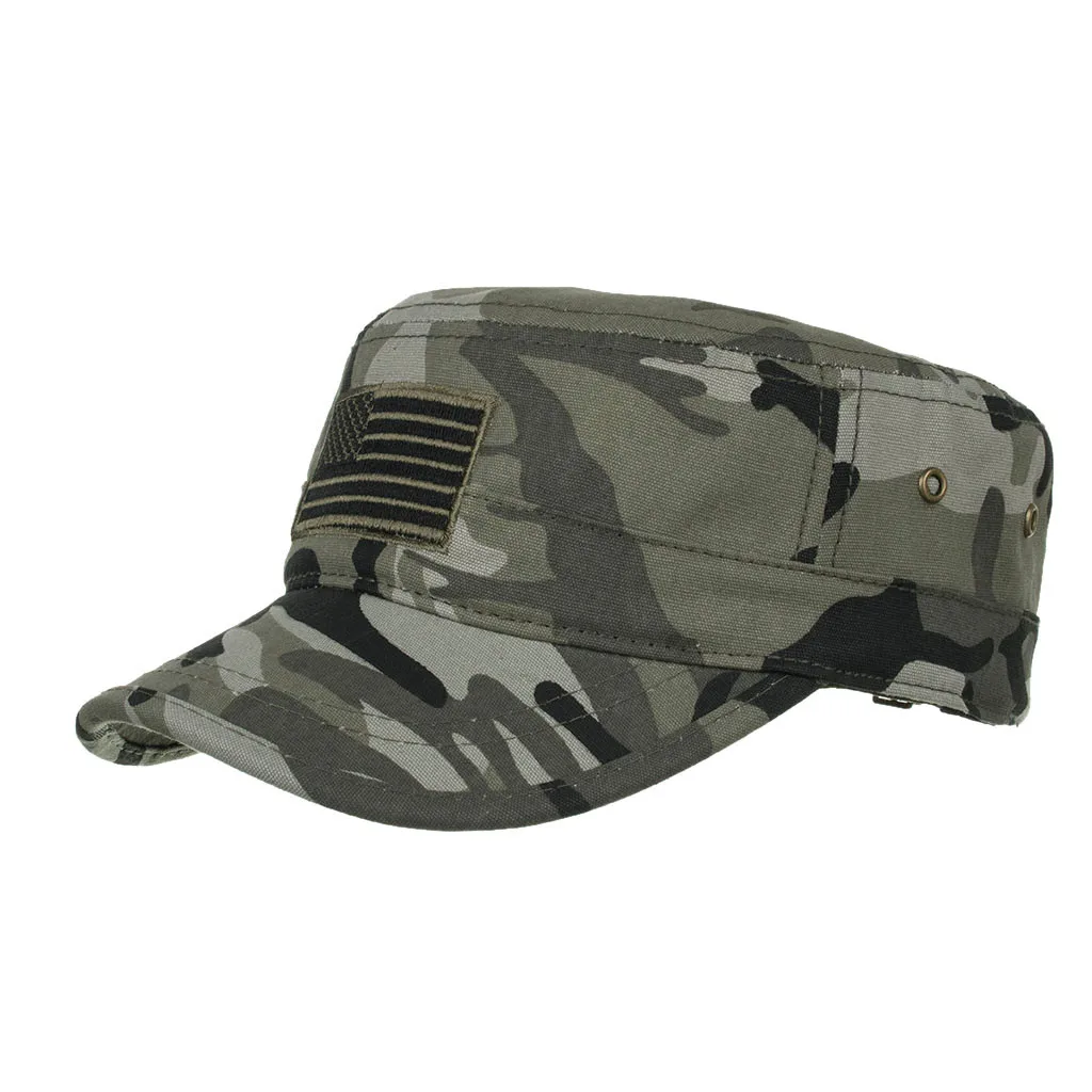 

SAGACE Printed American flag flat cap military cap outdoor sunshade casual hat Unisex Outdoor wild camping hat has temperament