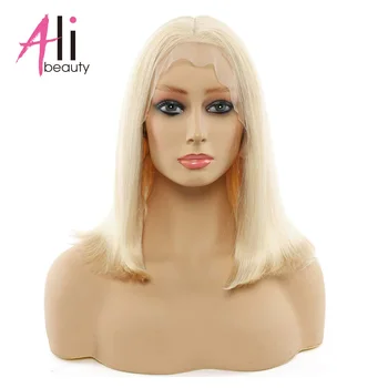 

613 Blonde Short Bob Wigs Remy Brazilian Straight Lace Frontal Human Hair Wig For Women
