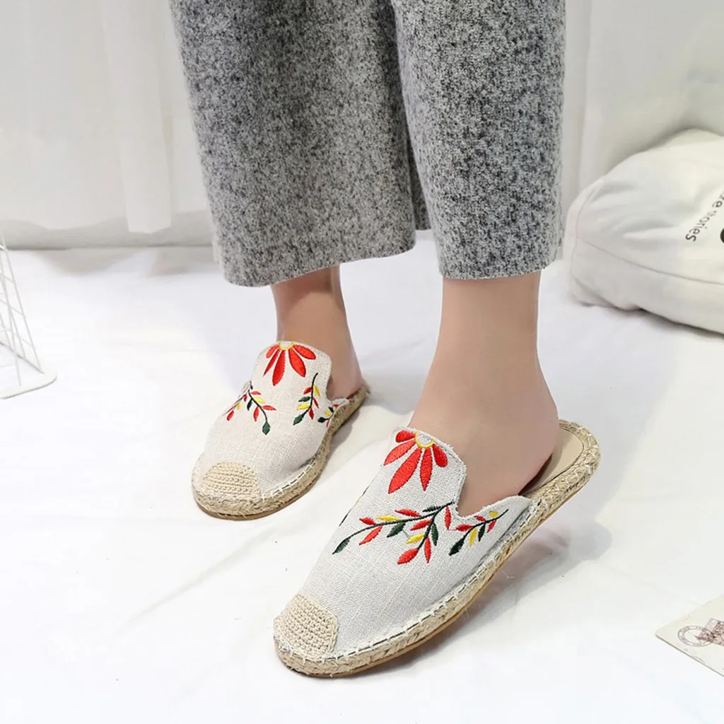 Mazefeng/; женские модные сандалии на плоской подошве в традиционном китайском стиле с вышивкой; женские повседневные туфли с круглым носком и цветочным узором