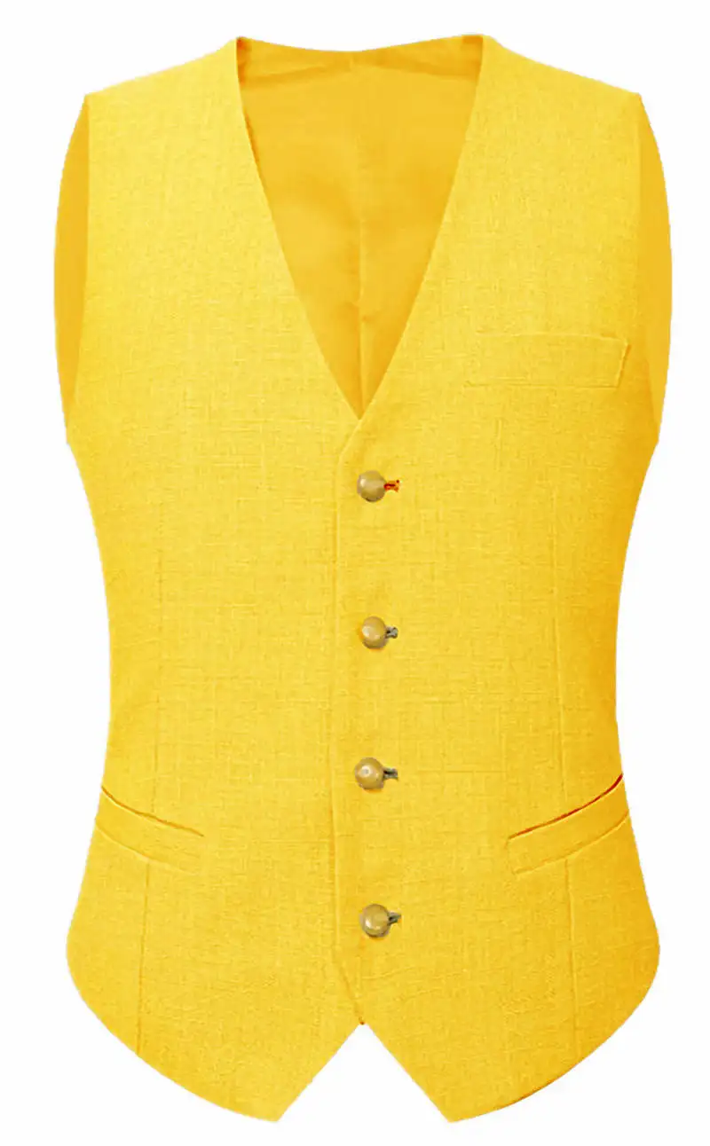 Vintage Mens Linen Light Color Suits Waistcoat Relax Single Breasted Vest Groomsmen Vest Business Tuxedo Waistcoat Vest