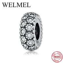 925 стерлингового серебра Шарм подсолнухи CZ бисер россыпью Сделай Сам подходит Pandora Подвески Браслет Мода ювелирных изделий