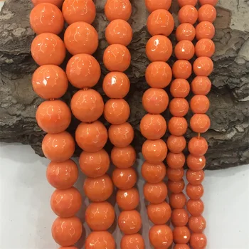 

Faceted 6/8/10MM Orange Color Natural Stone Jasper Loose Beads for Jewelry Making Jade DIY Wholesale Agate Craft Accessories