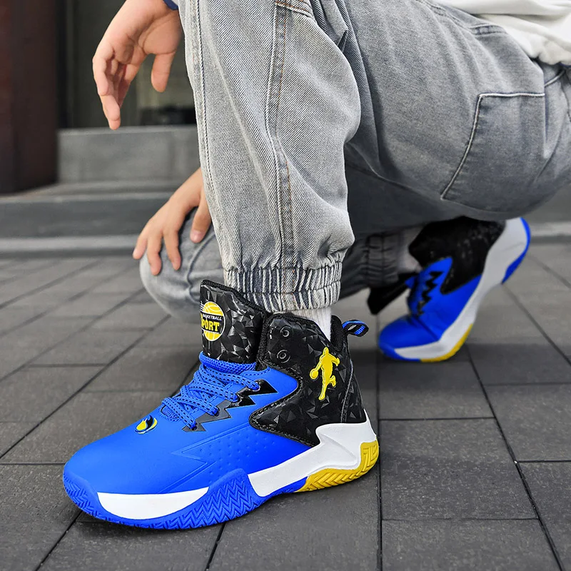 Basketball Shoes Boys Girs Kids Children 2021 Autumn Fashion Casual Sports Cushioning Non-Slip Rubber Leather Sneakers Boots