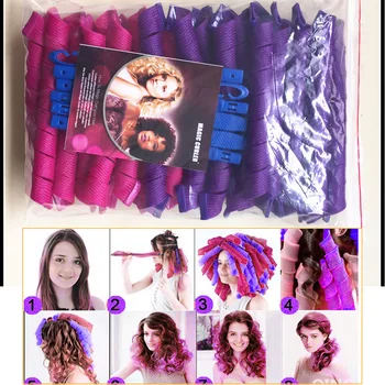 

20pcs/lot 55cm/21.65" Magic Spiral Plastic Manual Curlers Leverage curler hooks Former Spiral Styling Roller home/Salon DIY tool