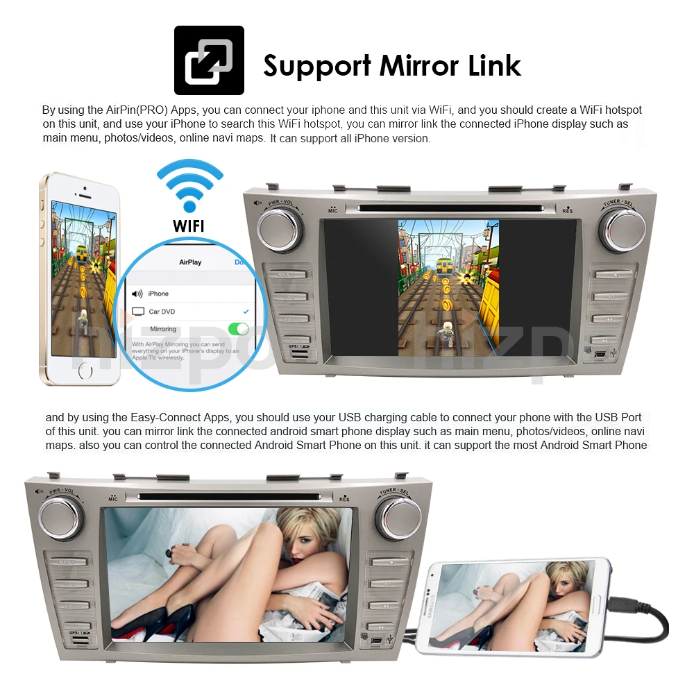 Top 2din 8inch Android 9.0 Quad 4 Core 2G+16GB CAR DVD Radio Player For Toyota Camry 2007 2008 2009 2010 2011 Navigation gps wifi BT 1