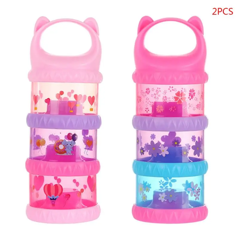 2PCS/set 3-layer Kids Baby Milk Powder Dispenser Non-Spill Stackable Newborn Feeding Box - Цвет: 1