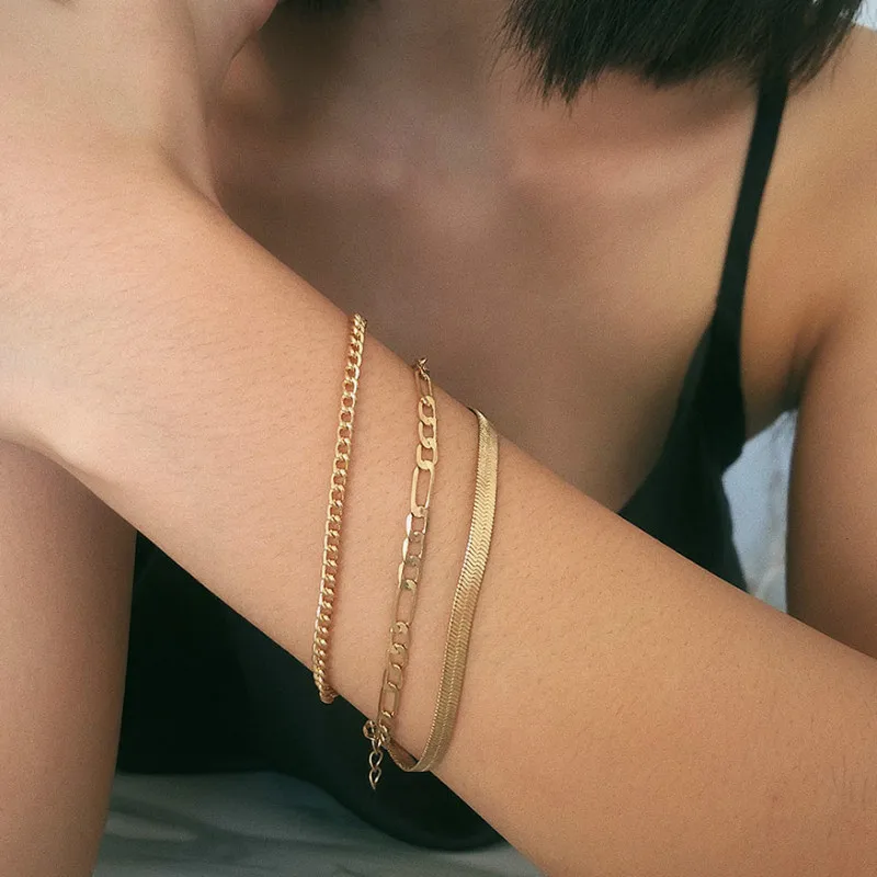 

Bohemian Bracelet Set Female European and American Golden Snake Chain Multi-layer Retro Daily Bracelet Ladies Jewelry Gift